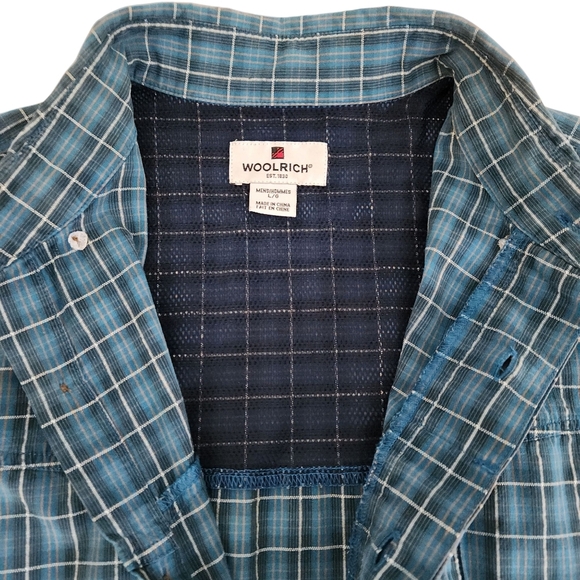 WOOLRICH Plaid Short Sleeve Button-Up Shirt - Large - Picture 6 of 14